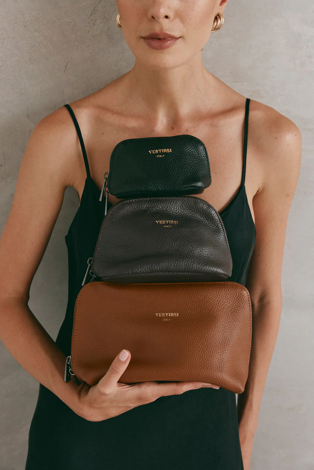 Leather Dark Chocolate Cosmetic Pouch Trio - Image 3