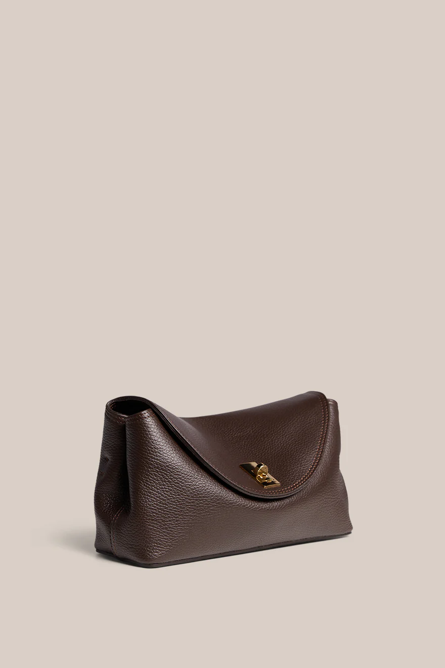 Sloane Dark Chocolate Leather Crossbody Clutch - Image 3