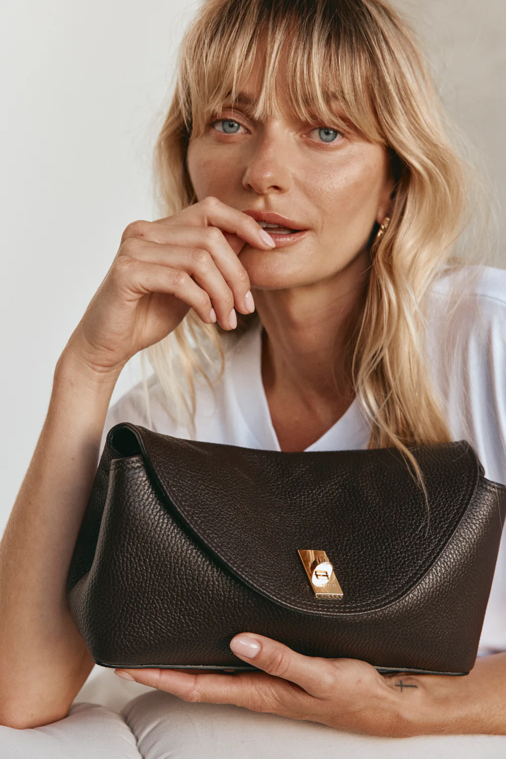 Sloane Dark Chocolate Leather Crossbody Clutch - Image 4