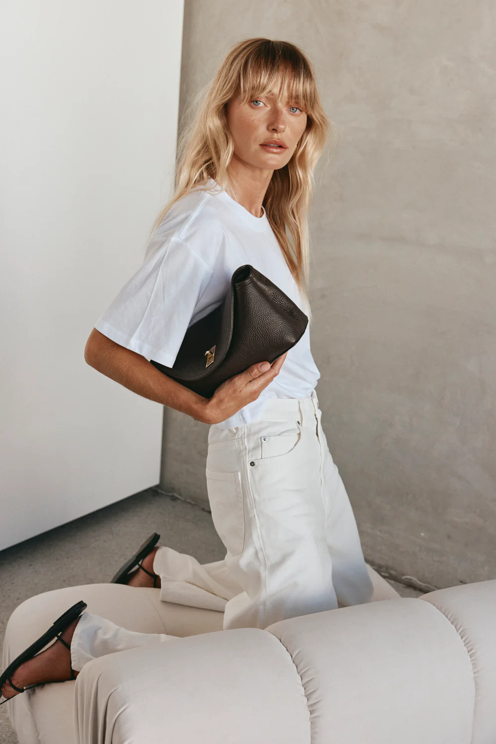 Sloane Dark Chocolate Leather Crossbody Clutch - Image 5